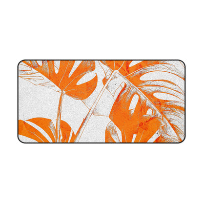 Monstera Leaf Tangerine Desk Pad