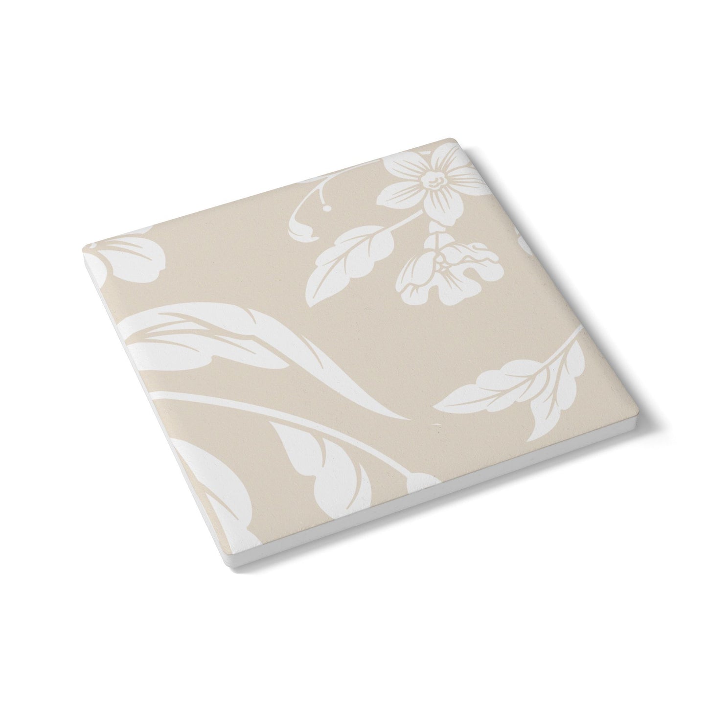 Latte Cream Floral Ceramic Coaster Coordinated Collection