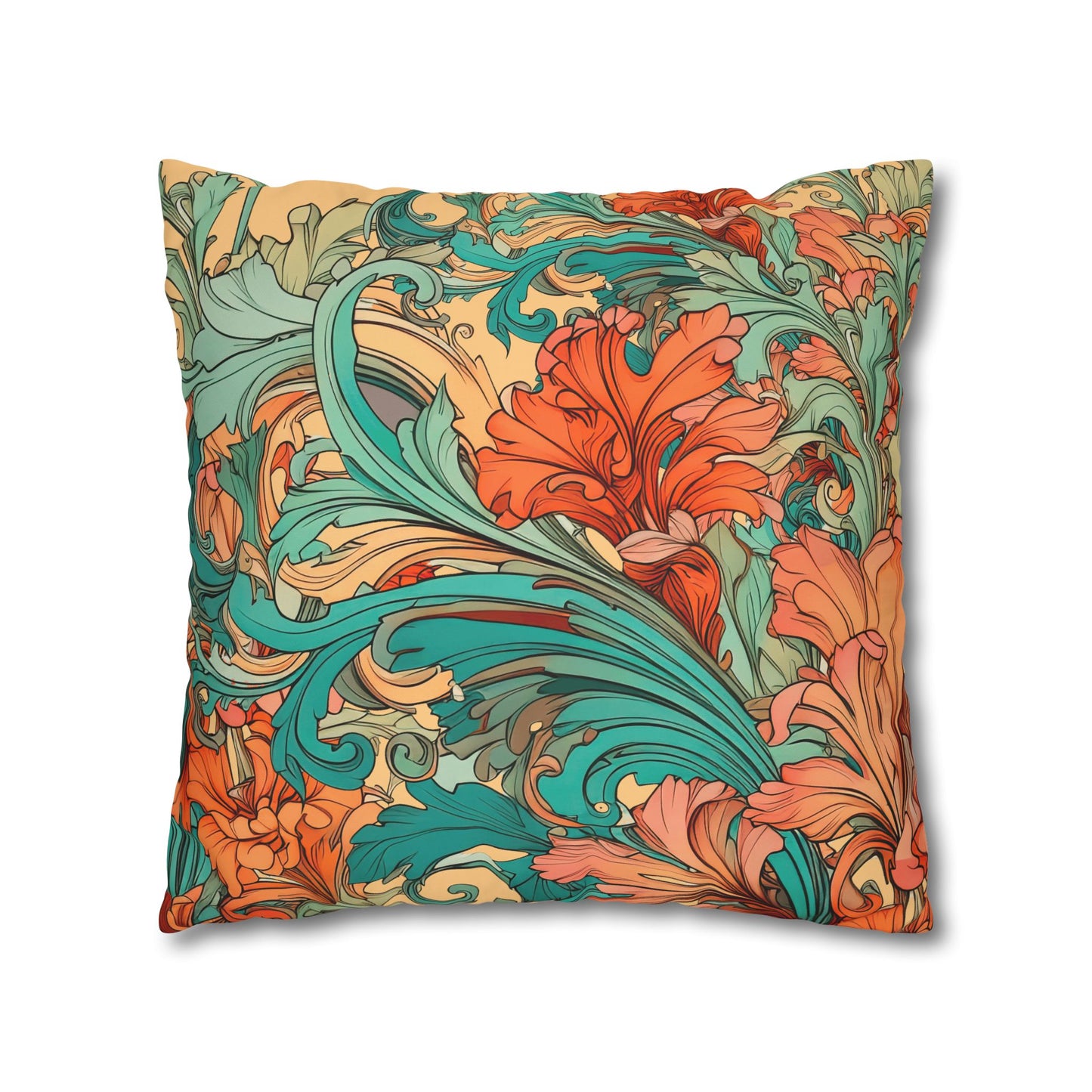 Coral Flourish Canvas Pillow Cover 20x20