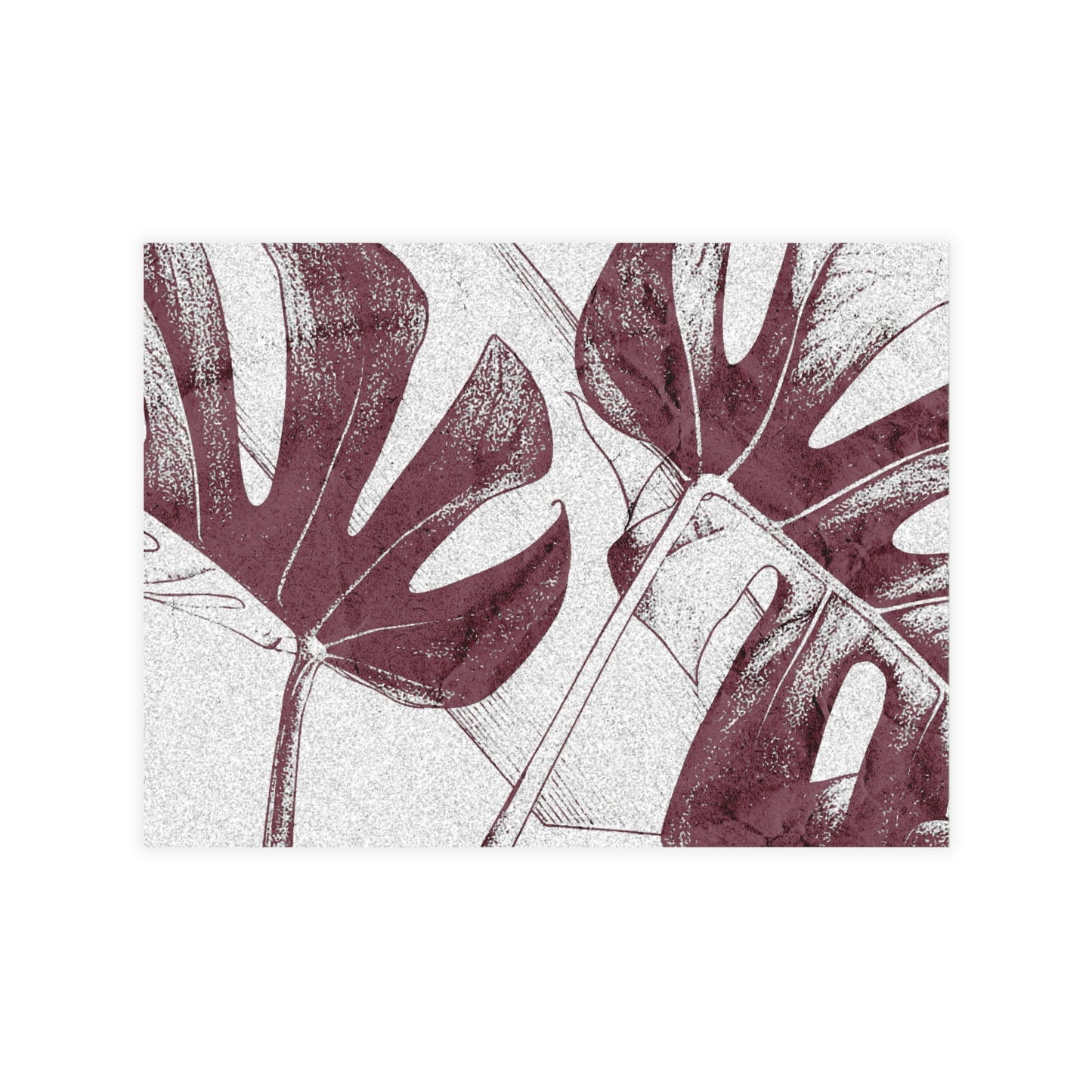 Monstera Leaf Mauve and White Postcards