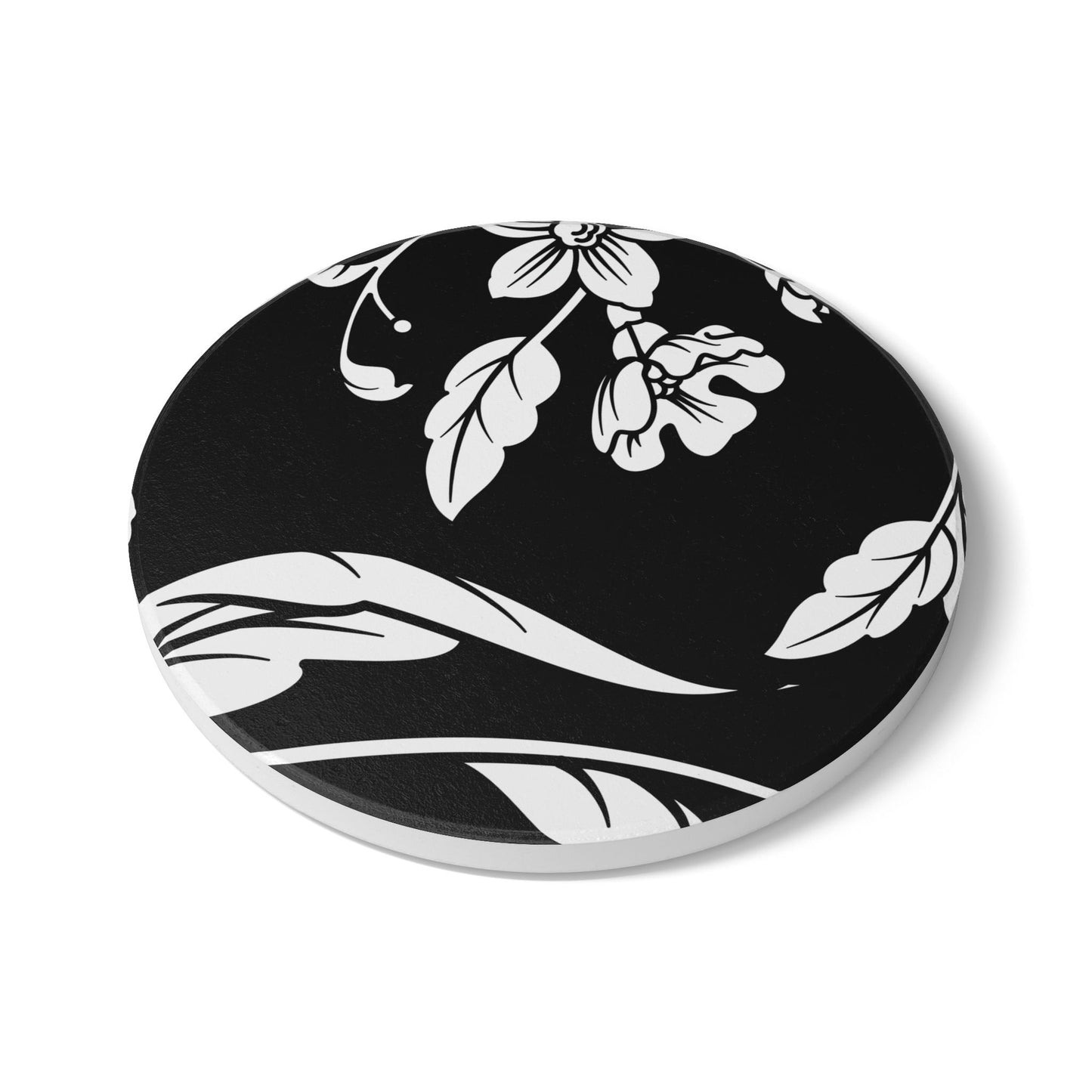Black Floral Ceramic Coaster Coordinated Collection