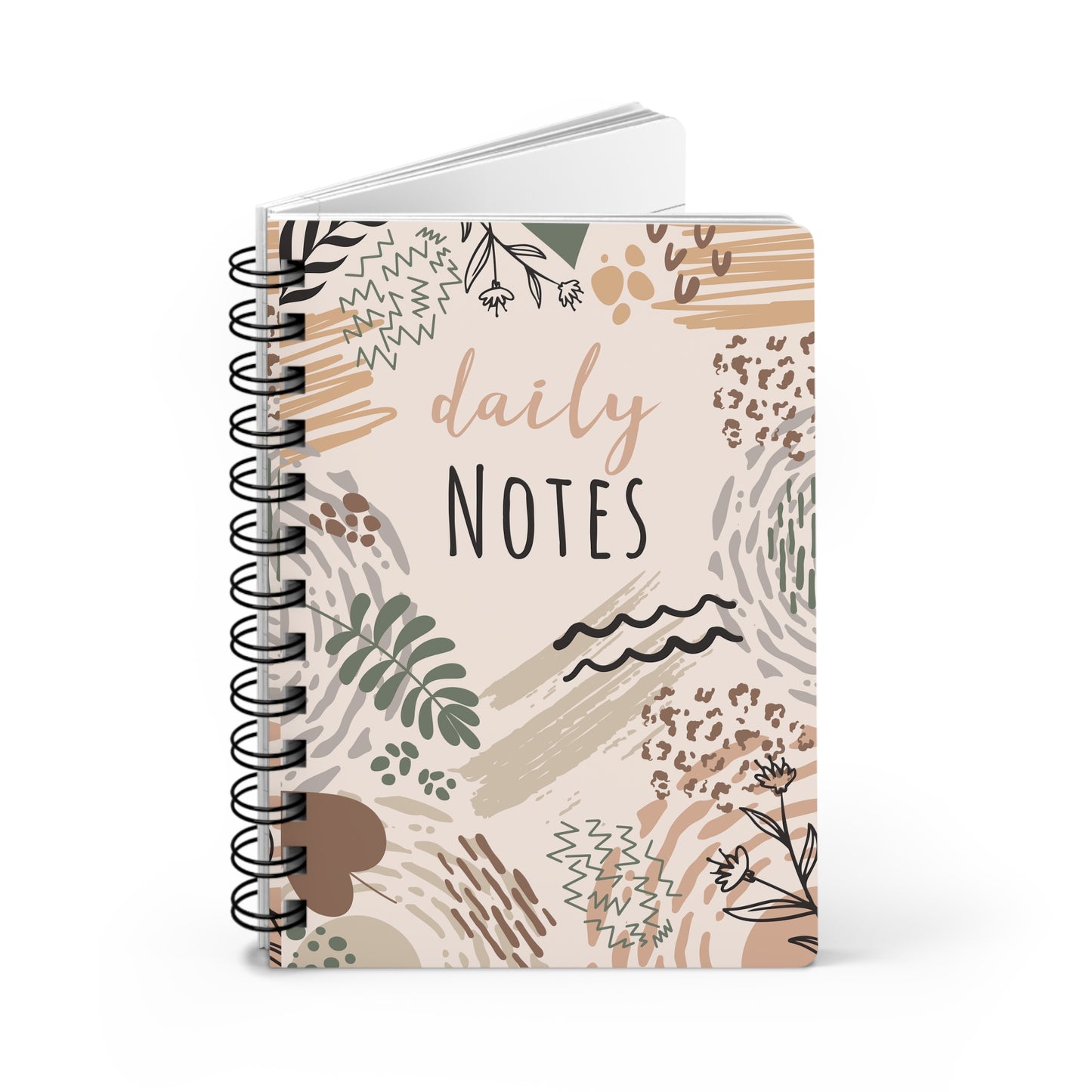 Neutral Flow Spiral Journal Minimal Botanical Notebook