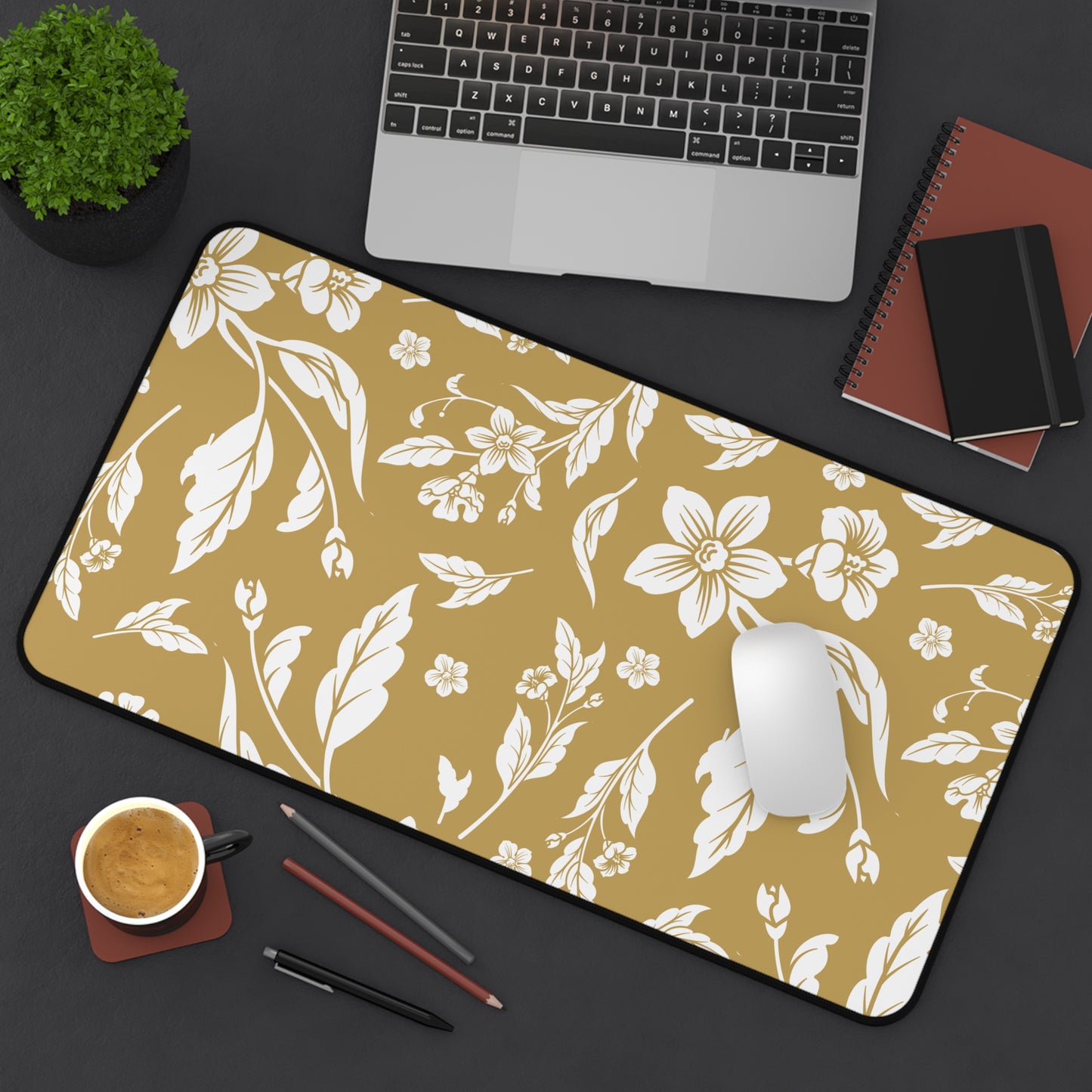 Muted Gold Floral Desk Pad (12x18, 12x22 or 16x32)