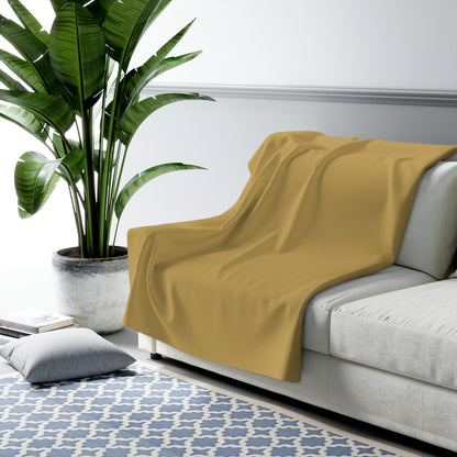 Muted Gold Sherpa Fleece Blanket Cozy Plush Throw 3 Sizes Soft Warm Blanket