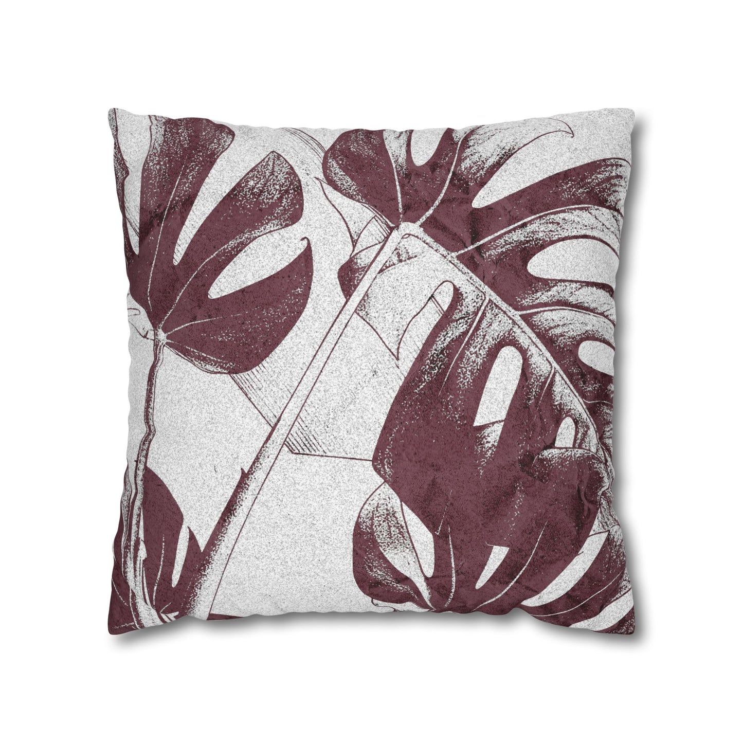 Monstera Leaf Mauve Canvas Pillow Cover 20x20