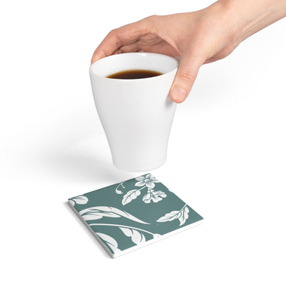 Dusty Blue Floral Ceramic Coaster Coordinated Collection