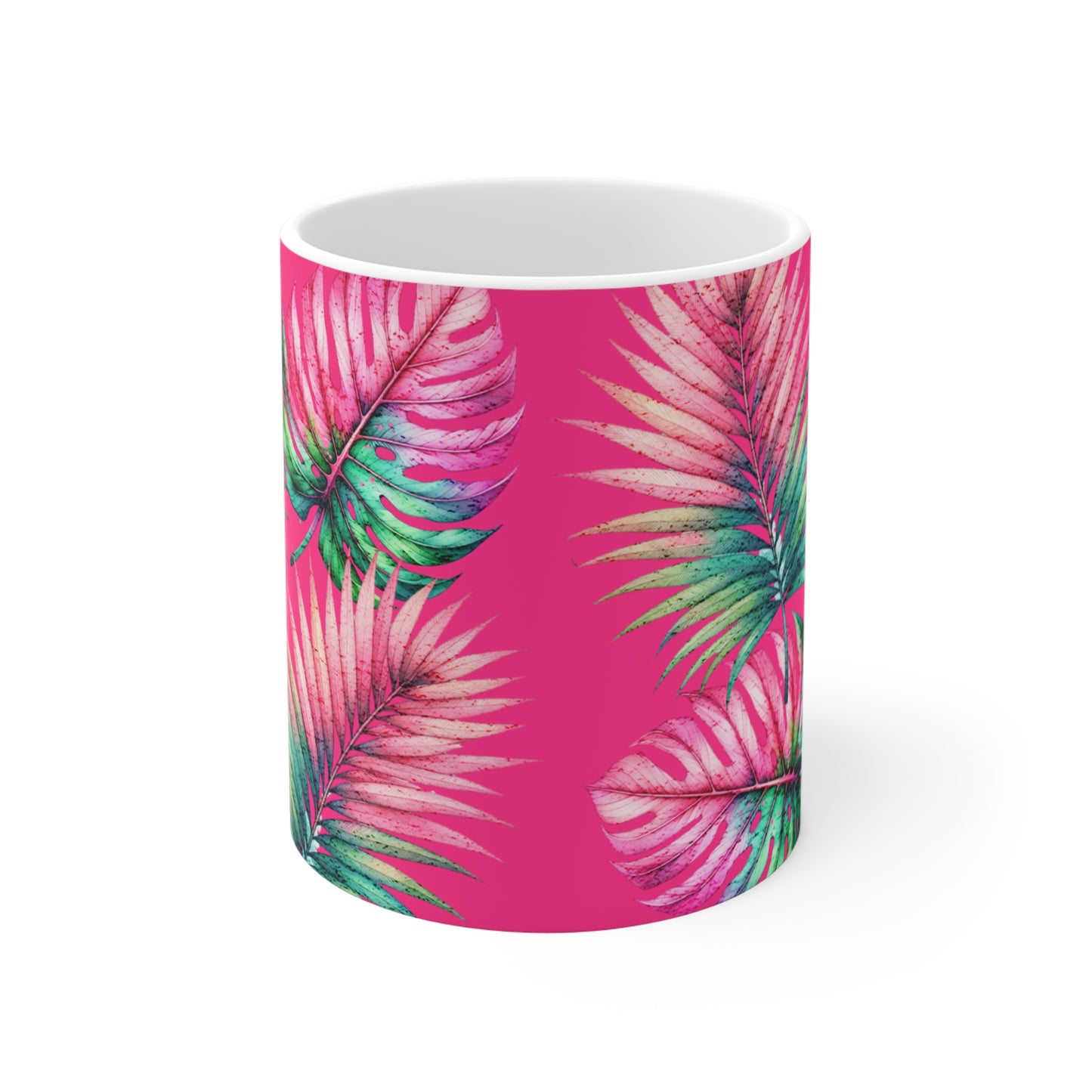Tropical Vibes Ceramic Coffee Mug 11 oz Tropical Leaves Mug