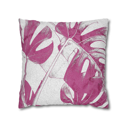 Monstera Leaf Lilac Wine Canvas Pillow Cover 20x20