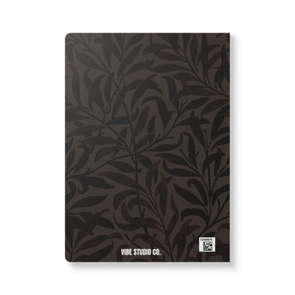Muted Charcoal Leaves A5 Lined Journal Minimal Botanical Notebook | Coordinated Collection