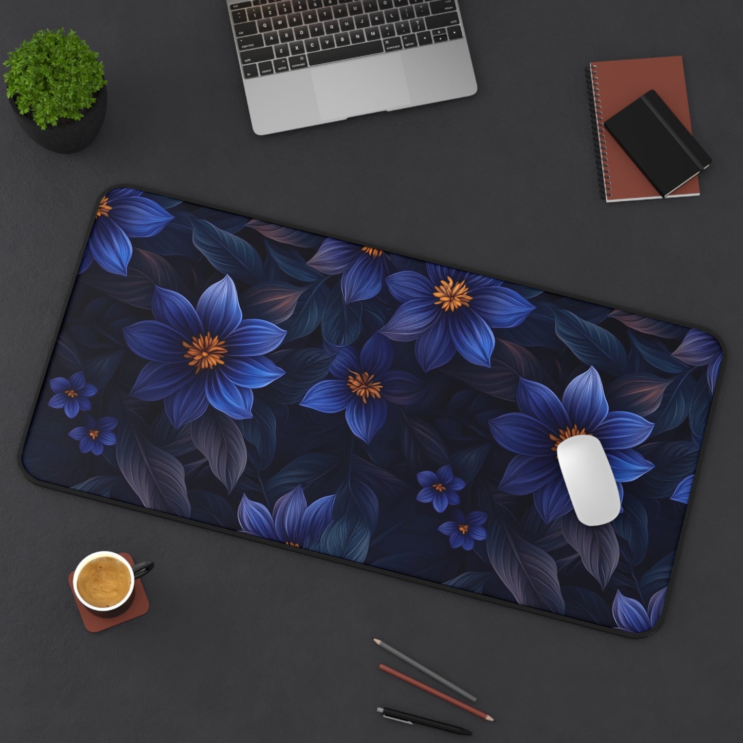 Blue Floral Heaven Desk Pad