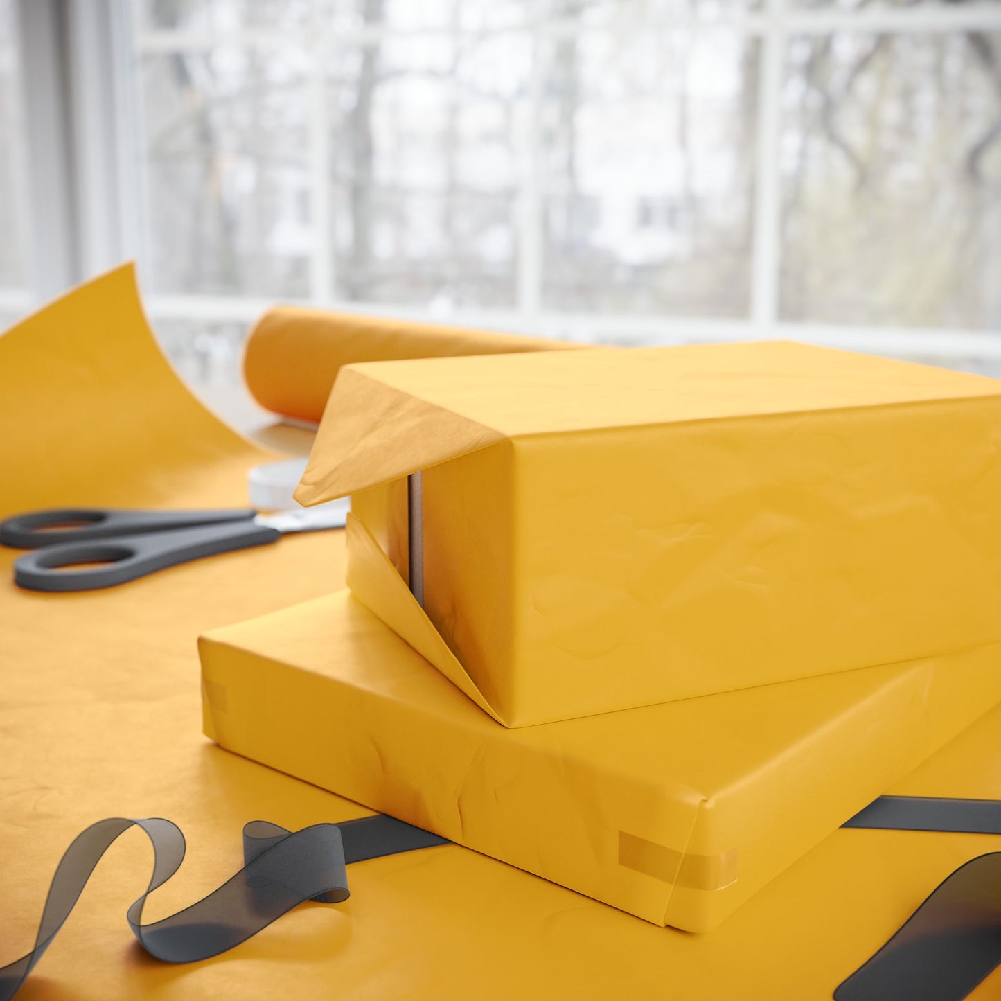Honey Yellow Wrapping Paper Matte or Glossy Gift Wrap 3 Sizes Fine Art Paper