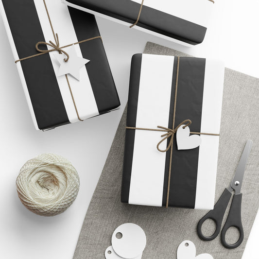 Black Stripe Wrapping Paper, Glossy or Mat (3 Sizes)