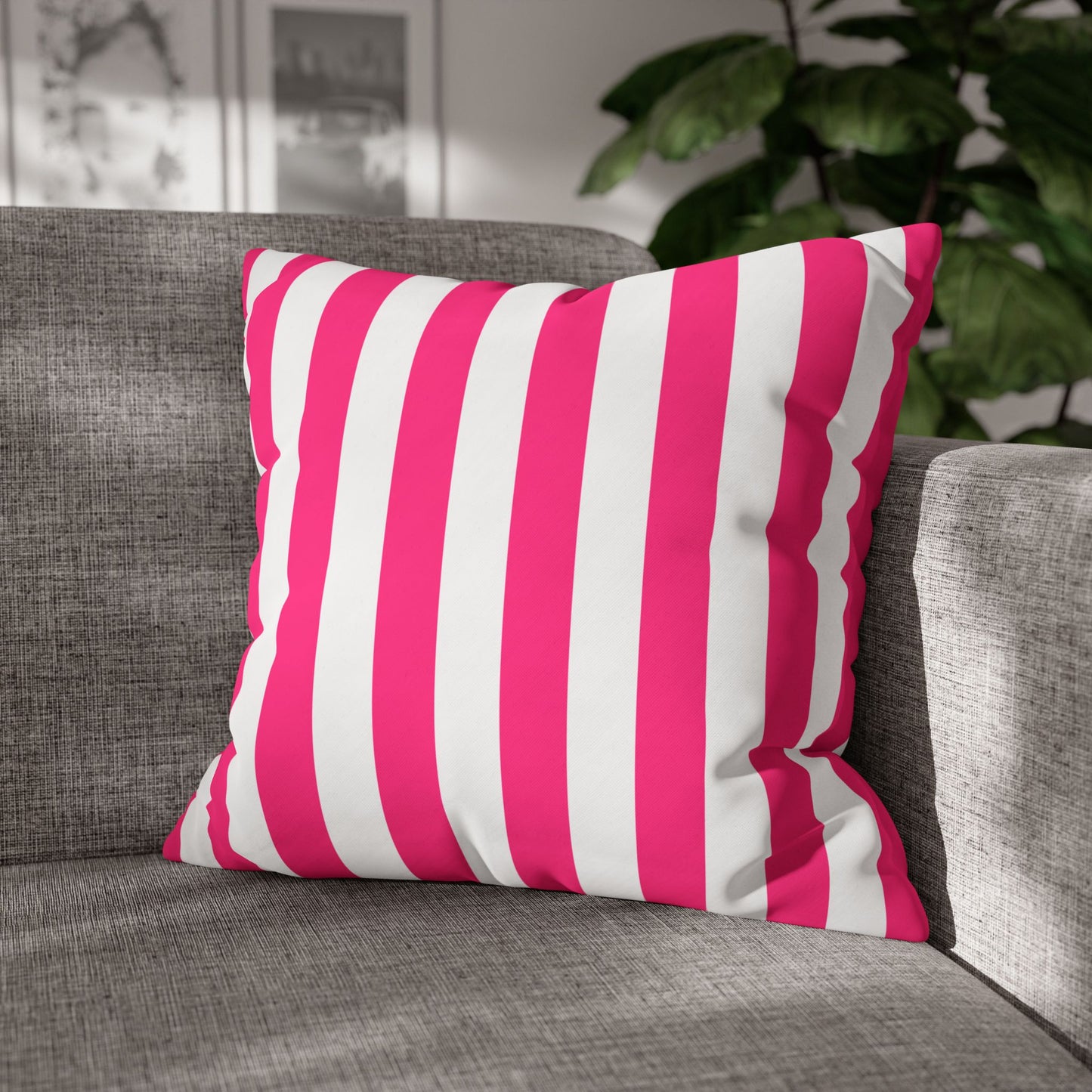 Pink Stripe Canvas Pillow Cover 20 x 20
