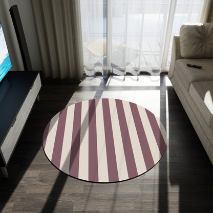Mauve Stripe Round Rug 60 Inch Striped Area Rug Neutral Modern Home Decor