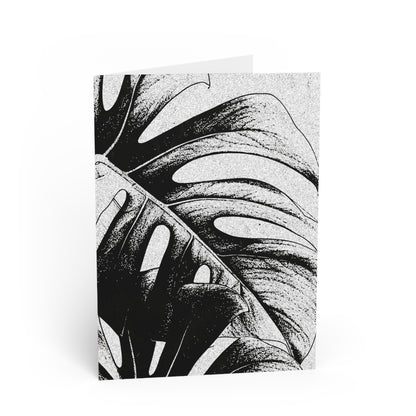 Monstera Leaf Black White Note Card