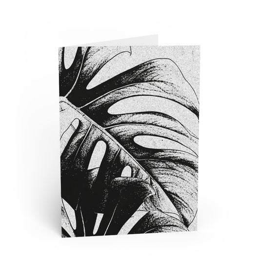 Monstera Leaf Black White Note Card