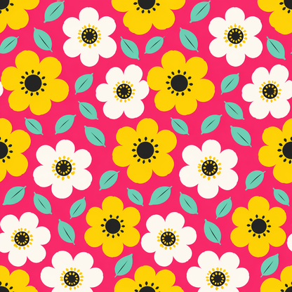 Happy Flower Bold Floral Seamless Pattern Bright Pink Floral PNG 8000x8000 Repeat Tile