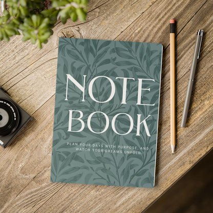 Dusty Blue Leaves A5 Lined Journal Minimal Botanical Notebook | Coordinated Collection