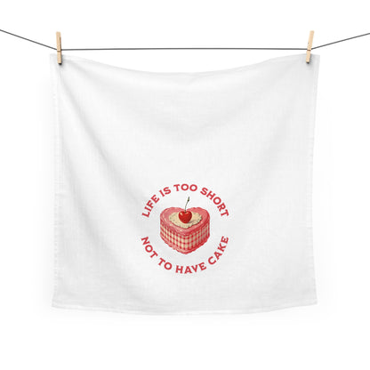 Life Is Too Short Tea Towel Funny Kitchen Towel Cake Design Cotton Dish Towel