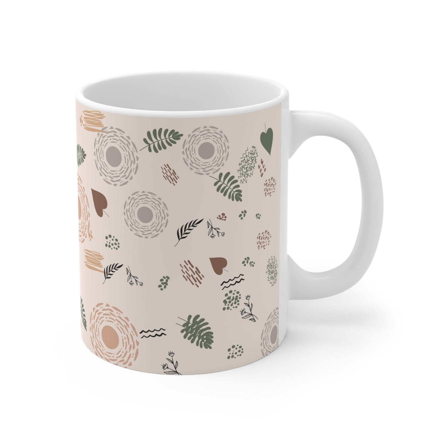 Neutral Flow Mug Minimal Botanical Coffee Mug