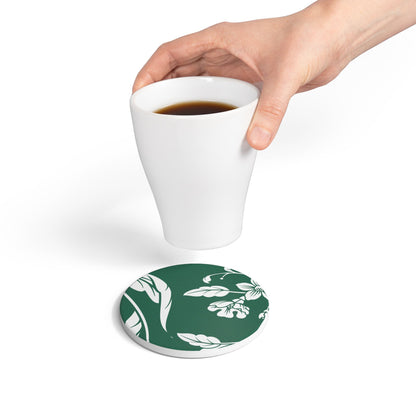 Leaf Green Floral Ceramic Coaster Coordinated Collection