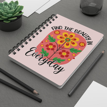 Find the Beauty Spiral Journal Inspirational Floral Notebook A5 Lined Journal