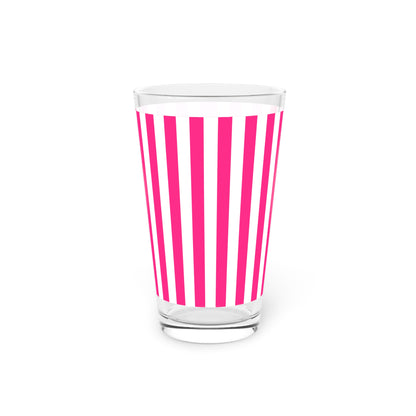 Pink Stripe Pint Glass 16oz Pink Striped Glassware