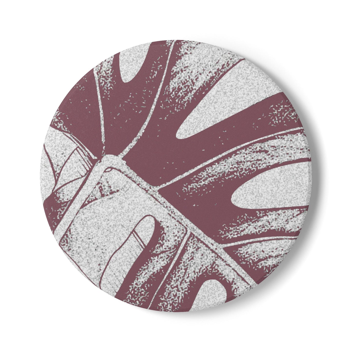 Monstera Leaf Mauve Ceramic Coaster Botanical Drink Coaster
