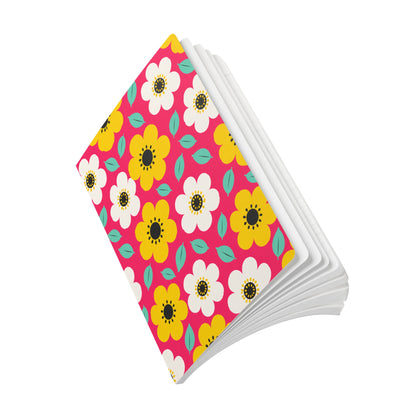 Happy Flower Softcover Journal A5 Lined Retro Daisy Notebook