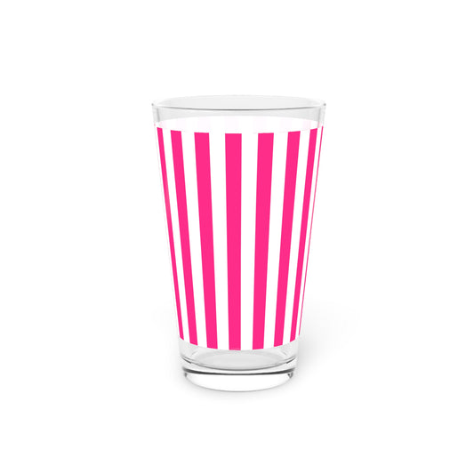 Pink Stripe Pint Glass 16oz Pink Striped Glassware