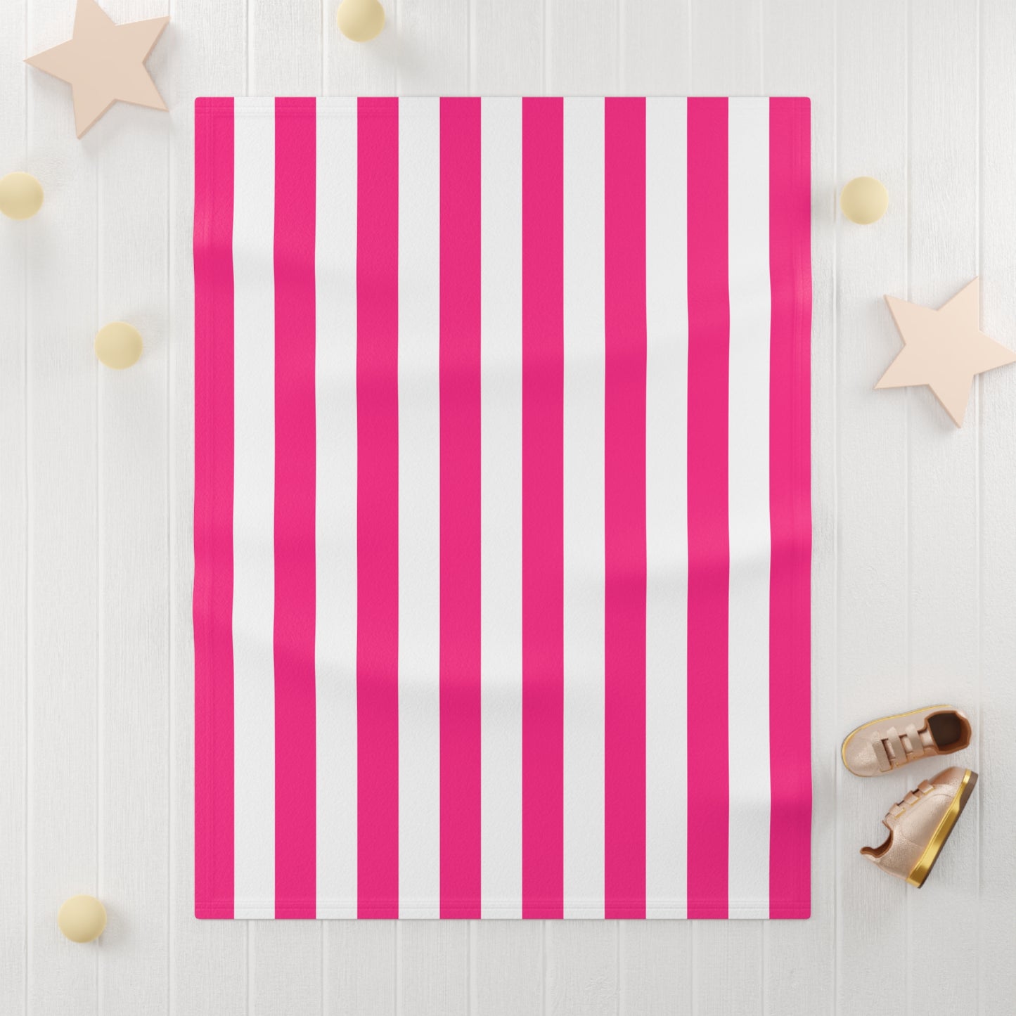 Pink Stripe Soft Fleece Baby Blanket Pink Nursery Blanket