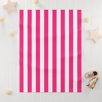 Pink Stripe Soft Fleece Baby Blanket Pink Nursery Blanket