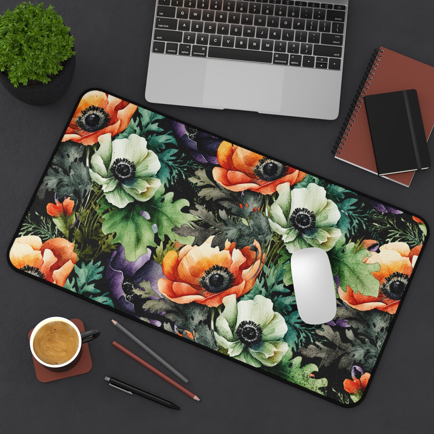 Decorated Floral Desk Pad  Botanical Floral Desk Mat Office Decor (12x18, 12x22, 16x32)