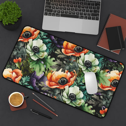 Decorated Floral Desk Pad  Botanical Floral Desk Mat Office Decor (12x18, 12x22, 16x32)