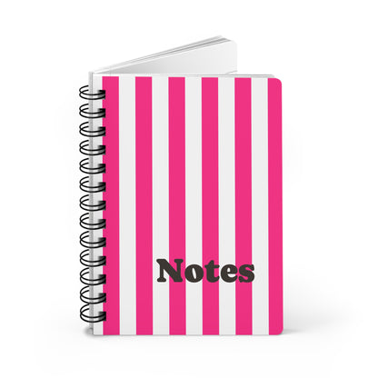 Pink Stripe Spiral Journal Pink and White Striped Notebook Lined Journal
