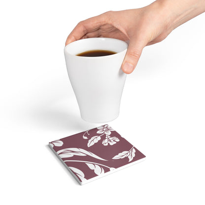 Mauve Floral Ceramic Coaster Coordinated Collection