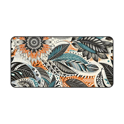 Botanical Leaves Blue Desk Pad