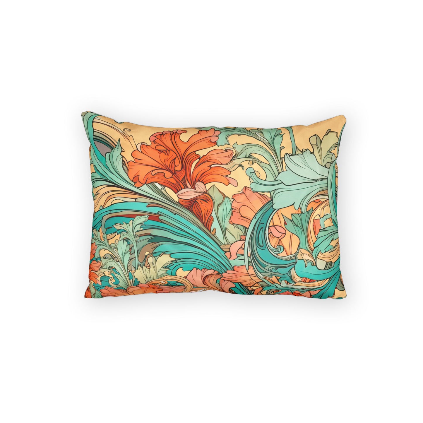 Coral Flourish Sham Painterly Floral Cotton Bedding
