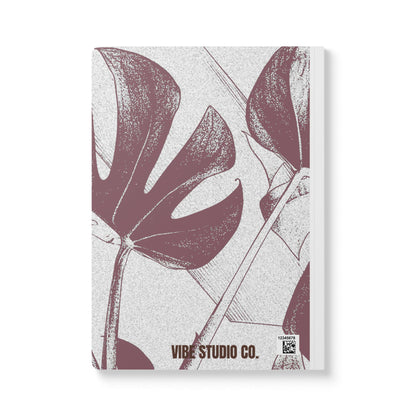 Monstera Leaf Mauve and Cream A5 Lined Journal