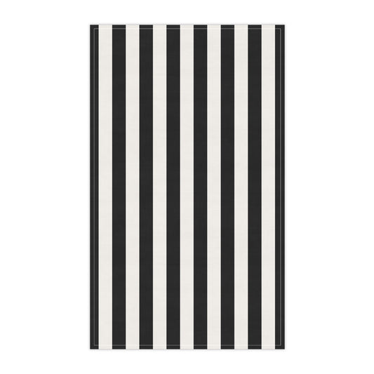 Black Stripe Cotton Twill Tea Towel 18 x 30