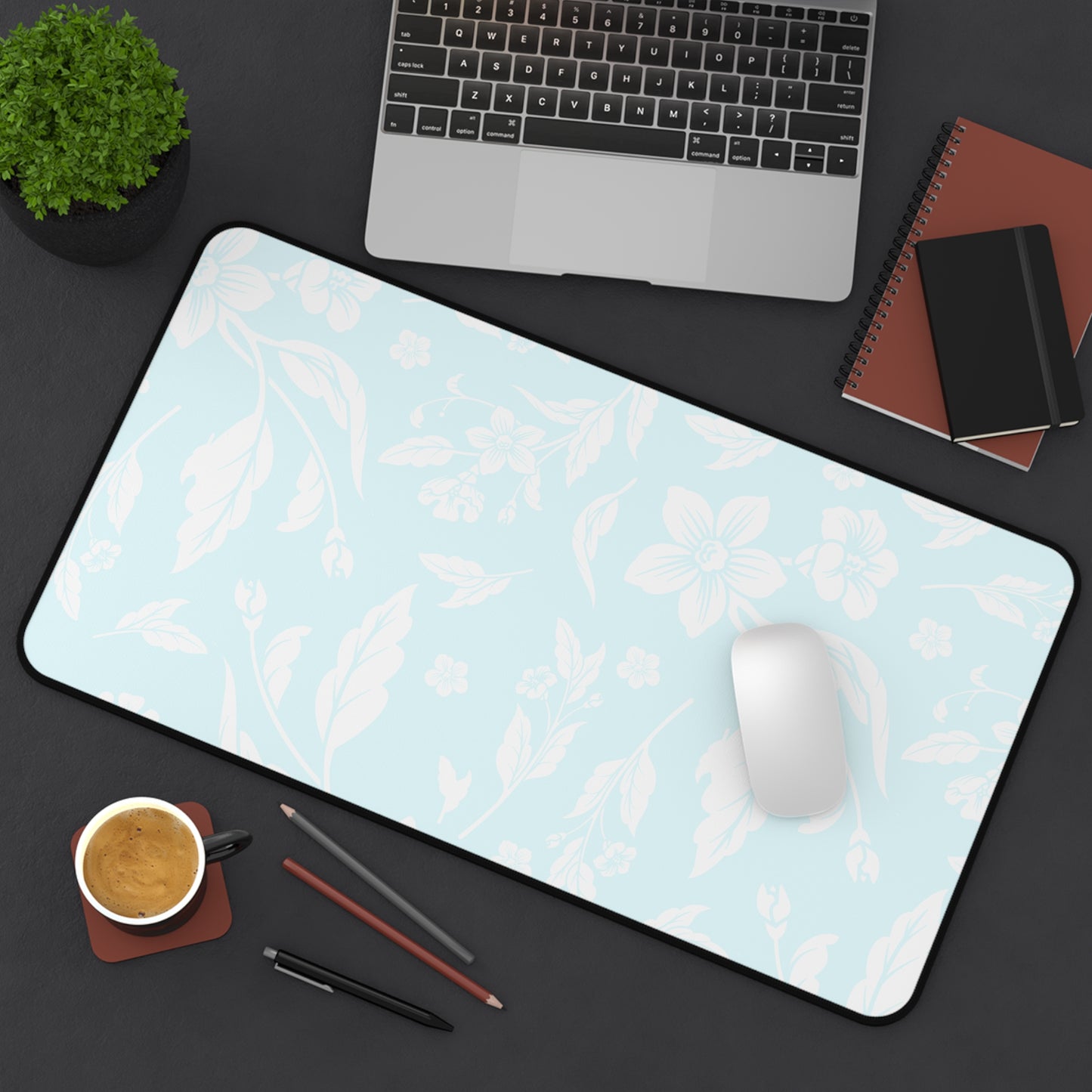 Ocean Blue Floral Desk Pad (12x18, 12x22 or 16x32)