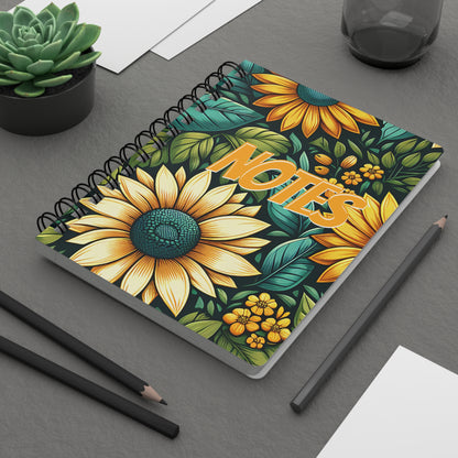 Sunflower Grove Spiral Journal Butterfly Notebook