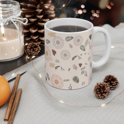 Neutral Flow Mug Minimal Botanical Coffee Mug