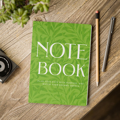 Muted Lime Leaves A5 Lined Journal Minimal Botanical Notebook | Coordinated Collection