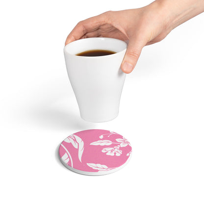 Light Pink Floral Ceramic Coaster Coordinated Collection