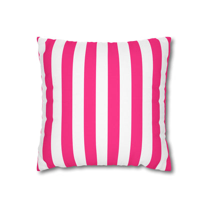 Pink Stripe Square Pillowcase 14 x 14 Pink Pillow Cover