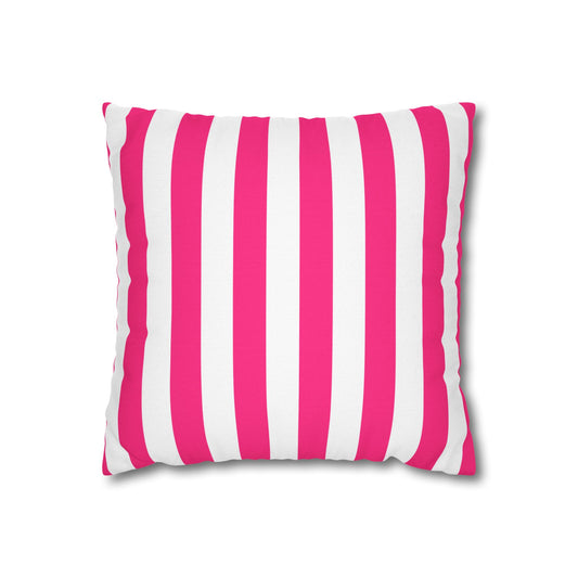 Pink Stripe Square Pillowcase 14 x 14 Pink Pillow Cover