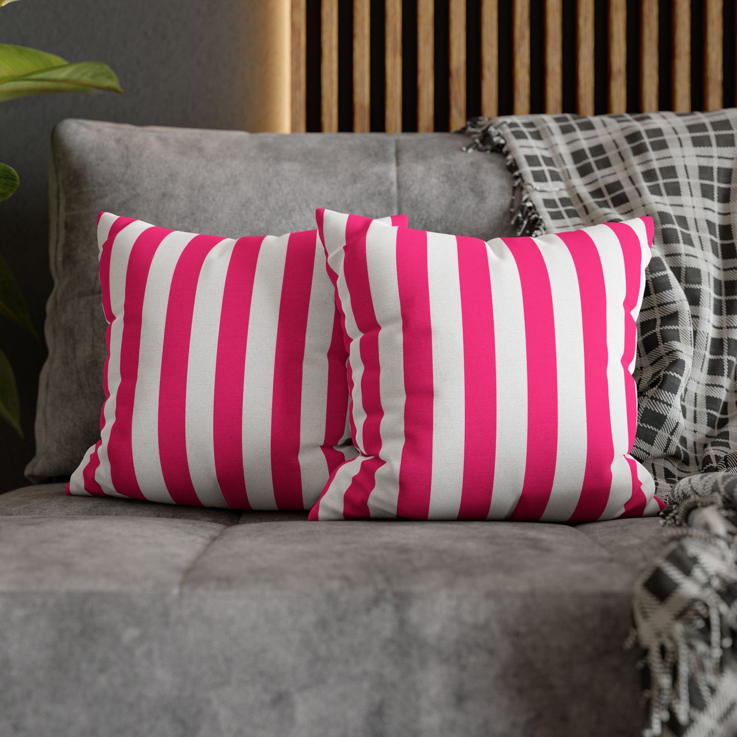 Pink Stripe Square Pillowcase 14 x 14 Pink Pillow Cover