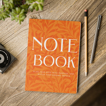Tangerine Leaves A5 Lined Journal Minimal Botanical Notebook | Coordinated Collection