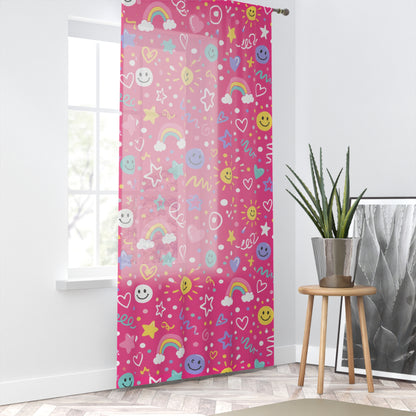 Pink Pop Sheer Curtain Panel 50 x 84 Pink Window Curtain